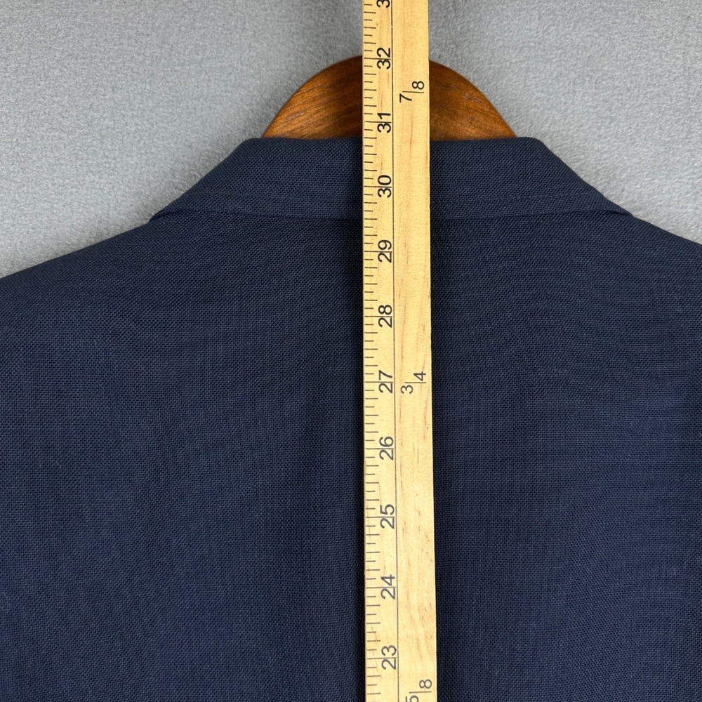 Stafford Mens Navy Blue Worsted Wool Blend Blazer Gold Crest Button Jacket 42S - Picture 8 of 12